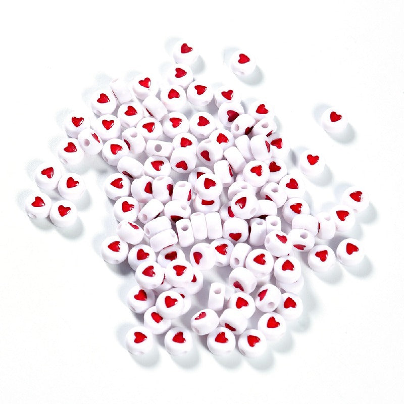Colored Heart Acrylic Flat Round Beads 7mm Mixed Colors 200pcs 10