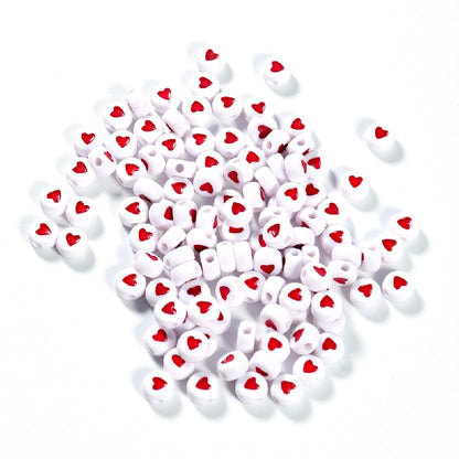 Colored Heart Acrylic Flat Round Beads 7mm Mixed Colors 200pcs 10
