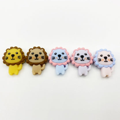 Silicone Focal Beads Lion Pastel Mane Animal Faces 20pcs 2