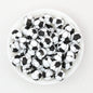 15mm Black and White Patterned Silicone Round Beads 50pcs - Soccer Ball