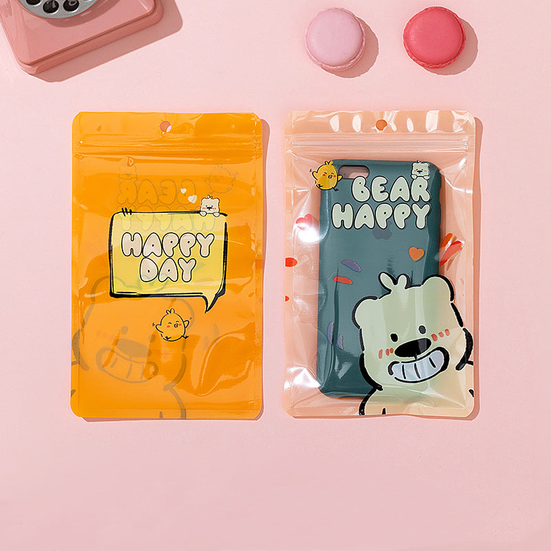 Cartoon Bear Print Zip Lock Plastic Bags 13x21cm Top Seal 10pcs 6