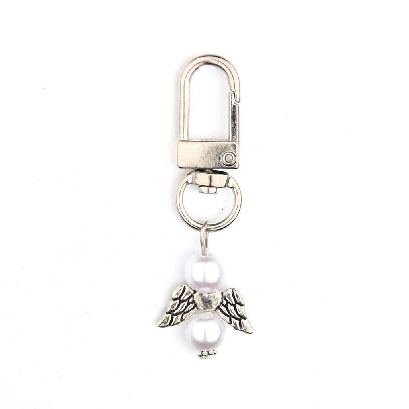 Mini Alloy Baby Love Keychain with Pastel Pearl Beads 7