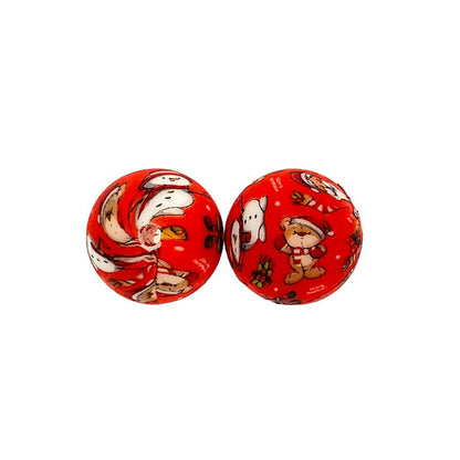 50pcs 15mm Christmas Printed Silicone Beads Wholesale 38