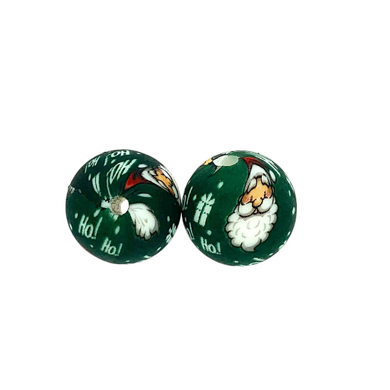 50pcs 15mm Christmas Printed Silicone Beads Wholesale 39