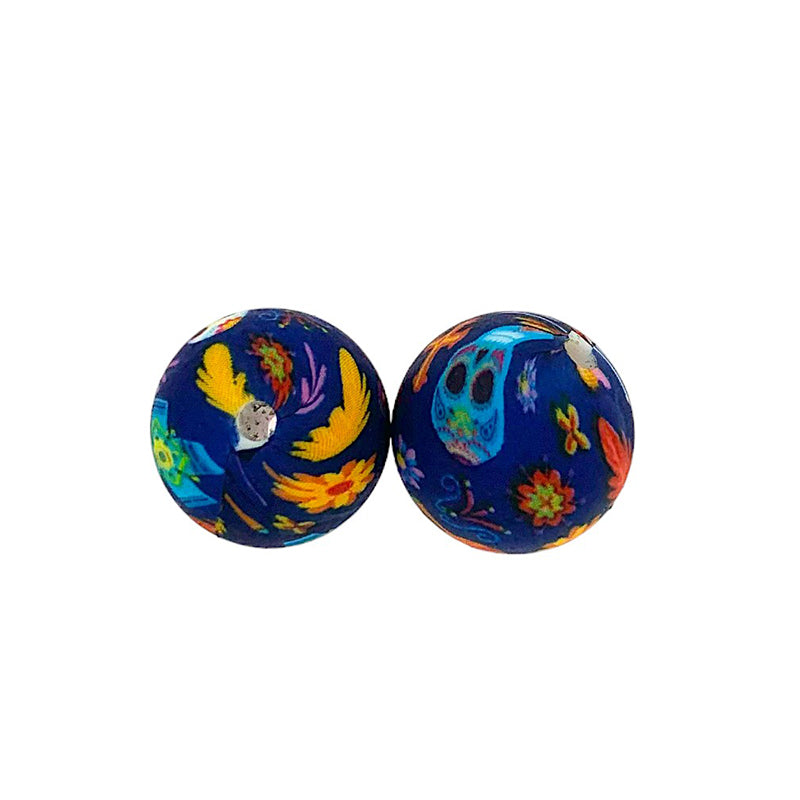 50pcs 15mm Halloween Printed Silicone Beads 27#