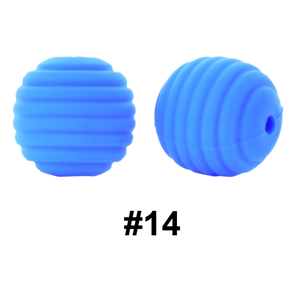 50pcs 15mm Honeycomb Thread Silicone Beads Wholesale 14