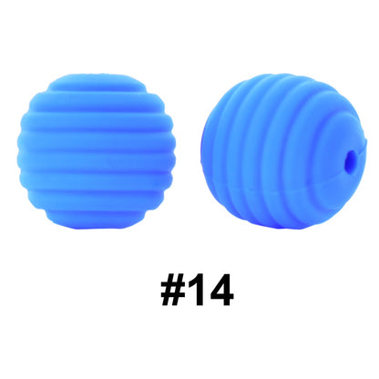 50pcs 15mm Honeycomb Thread Silicone Beads Wholesale 14