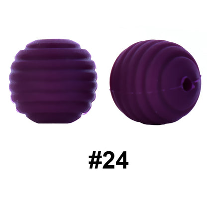 50pcs 15mm Honeycomb Thread Silicone Beads Wholesale 24