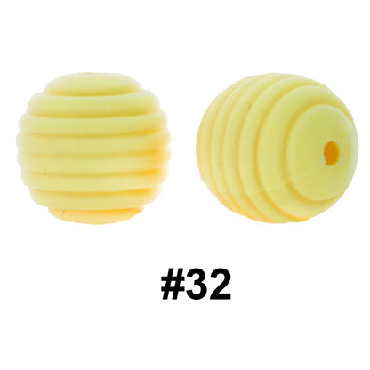 50pcs 15mm Honeycomb Thread Silicone Beads Wholesale 32