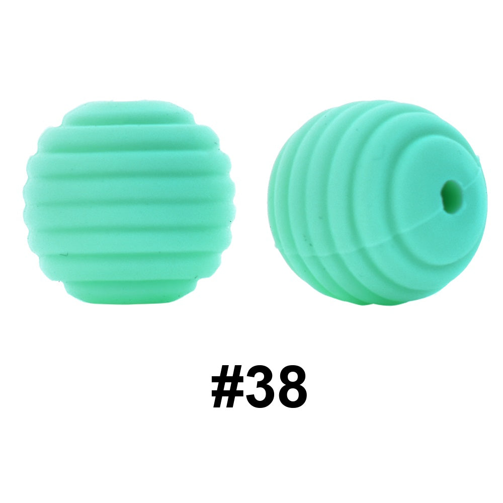 50pcs 15mm Honeycomb Thread Silicone Beads Wholesale 38