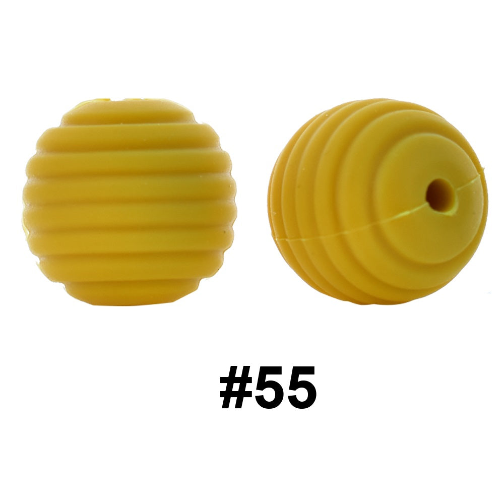 50pcs 15mm Honeycomb Thread Silicone Beads Wholesale 55