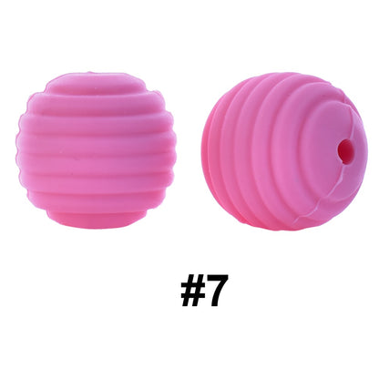 50pcs 15mm Honeycomb Thread Silicone Beads Wholesale 7
