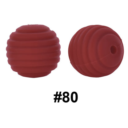 50pcs 15mm Honeycomb Thread Silicone Beads Wholesale 80