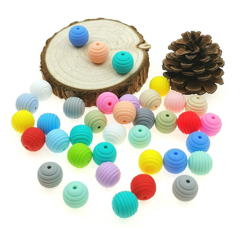 Honeycomb 15mm Silicone Beads Solid Color Textured Matte Finish 50pcs 8