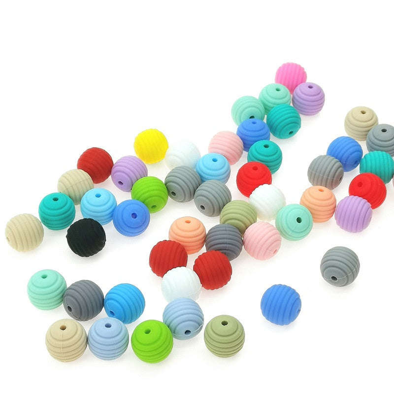 Honeycomb 15mm Silicone Beads Solid Color Textured Matte Finish 50pcs 9