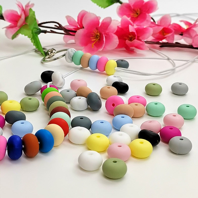 23mm Abacus Silicone Beads Matte Finish Pastel Colors 50pcs 3