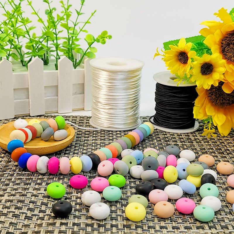 23mm Abacus Silicone Beads Matte Finish Pastel Colors 50pcs 2