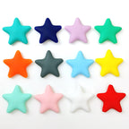 Five-pointed Star Pentagram 35mm Silicone Beads Bright Mixed Colors 20pcs 5