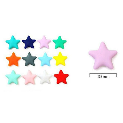 Five-pointed Star Pentagram 35mm Silicone Beads Bright Mixed Colors 20pcs 2