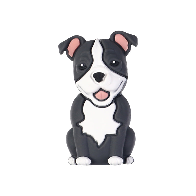 Silicone 3D Focal Beads Puppy Sitting Pose Smiling Face 20pcs 11
