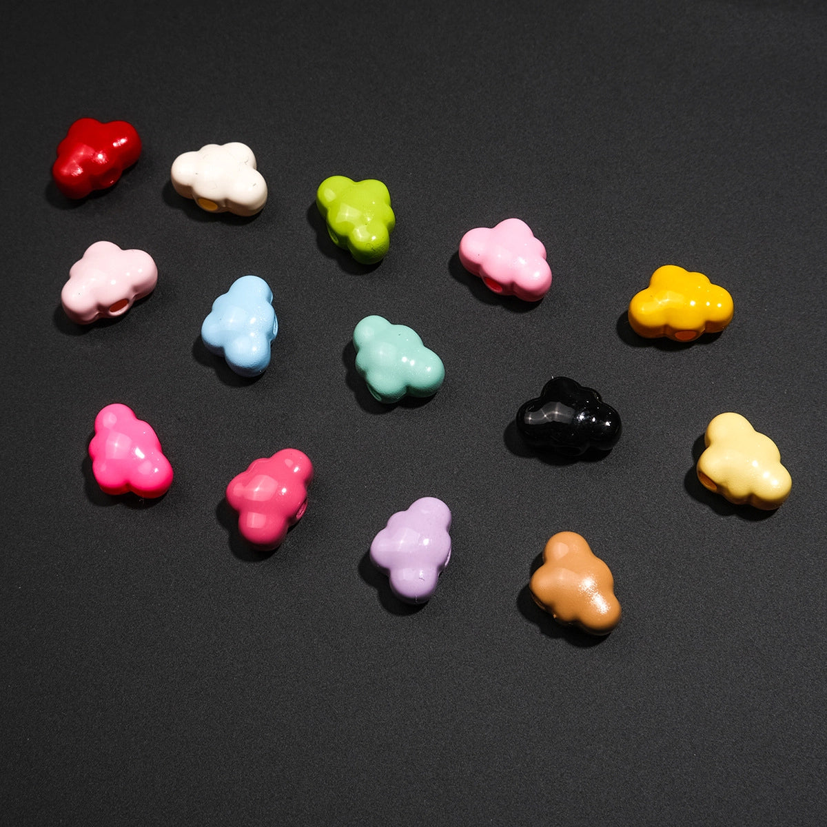 Painted Cloud Acrylic Beads 12mm Colorful Glossy Baked 50pcs 2