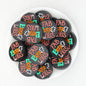 Halloween Round Pumpkin Silicone Focal Beads Black 20pcs 2