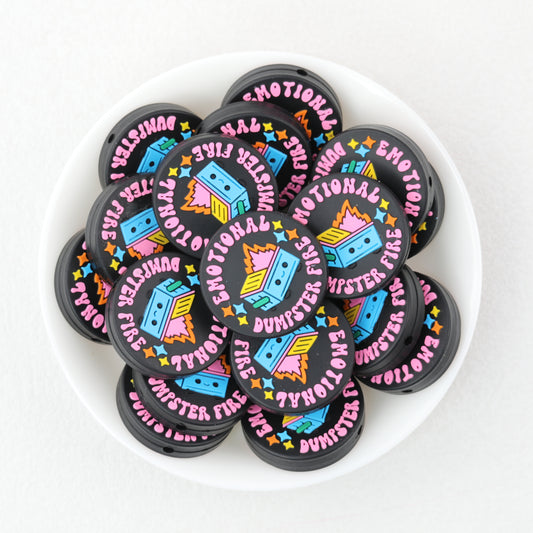Black Flame Pattern Silicone Focal Beads 20pcs
