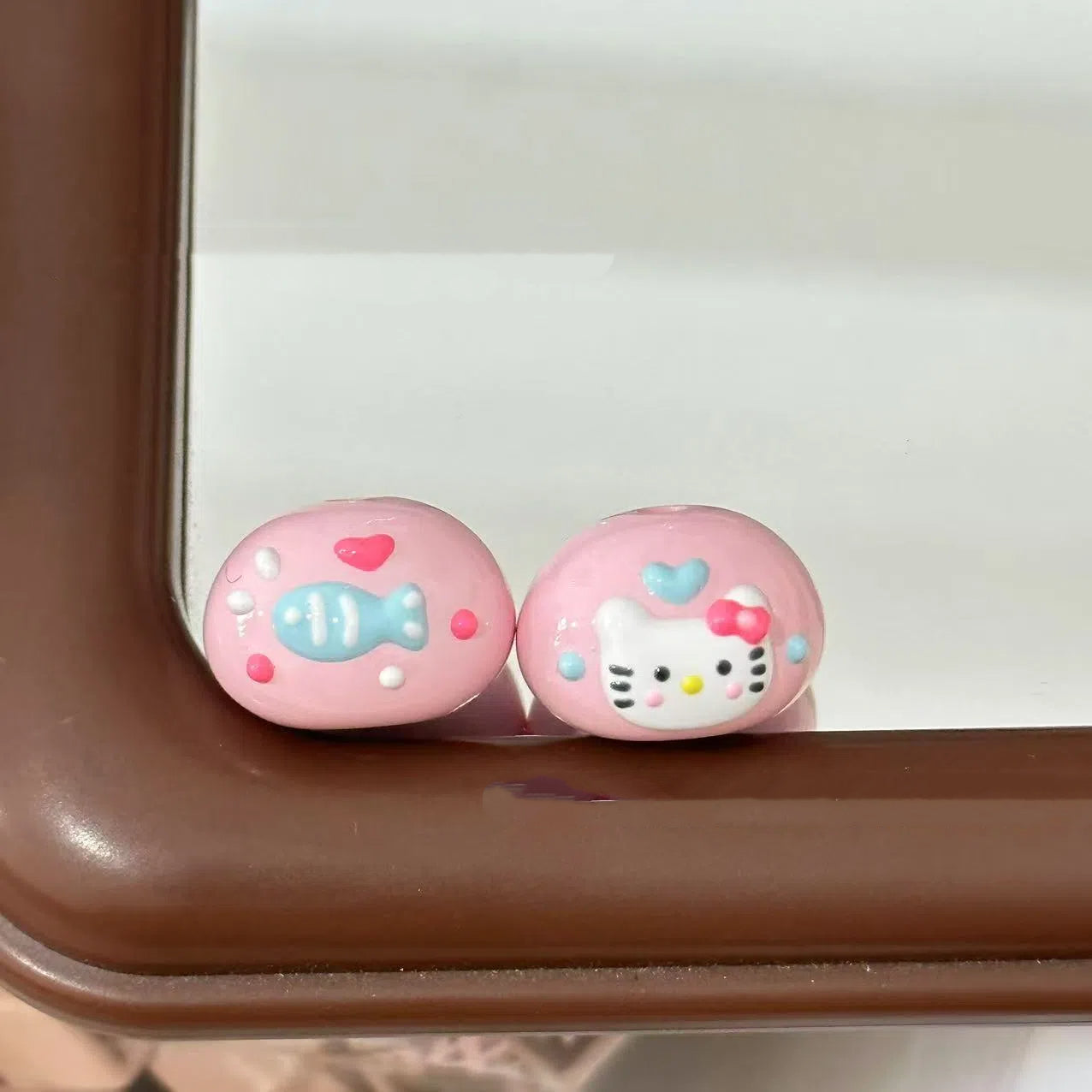 Hand Painted Star Acrylic Beads Colorful Pastel Design 5pcs 5