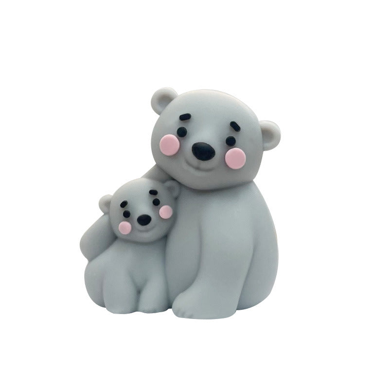 3D Silicone Focal Beads Bear Mom and Baby Figurines 20 pcs 6