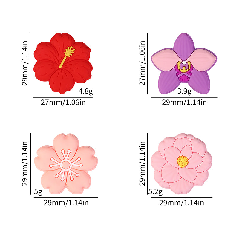 Floral 3D Silicone Focal Beads Assorted Flower Shapes 20pcs 7