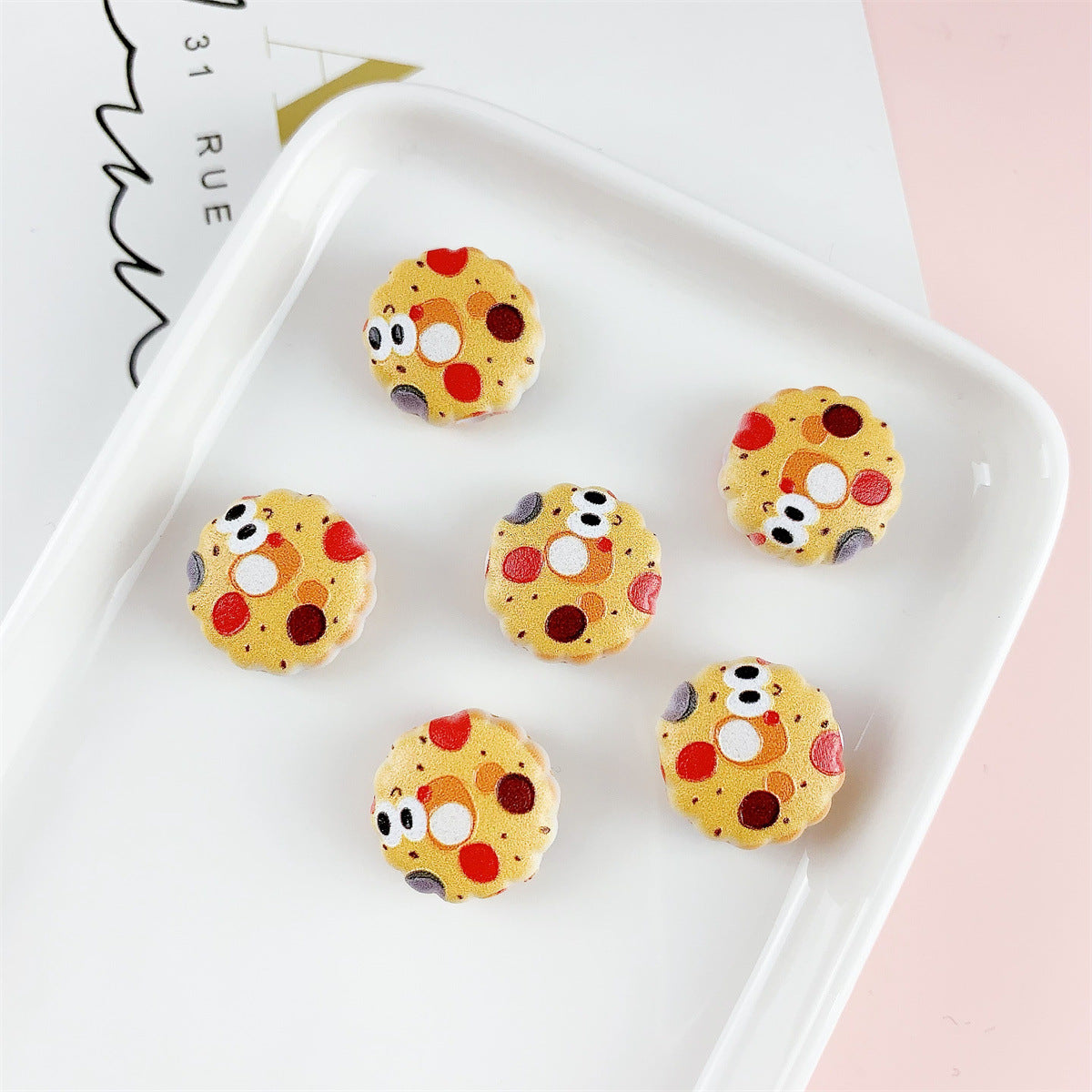 Cute 16mm Acrylic Double-Sided Printed Cookie Round Beads 20pcs 10