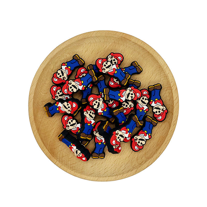 Silicone Focal Beads Mario Red Hat Arms Crossed 20pcs 2
