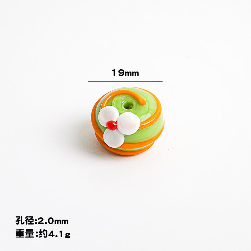 Floral Pattern Glass Beads 19mm Decorative Round 10pcs 8