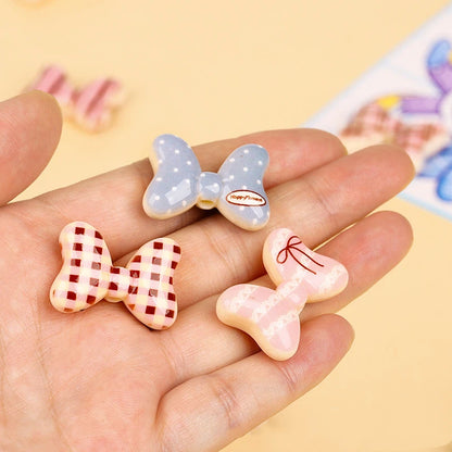 Double Sided Sweet Bow Acrylic Beads 29mm Printed Pastel 10pcs 3