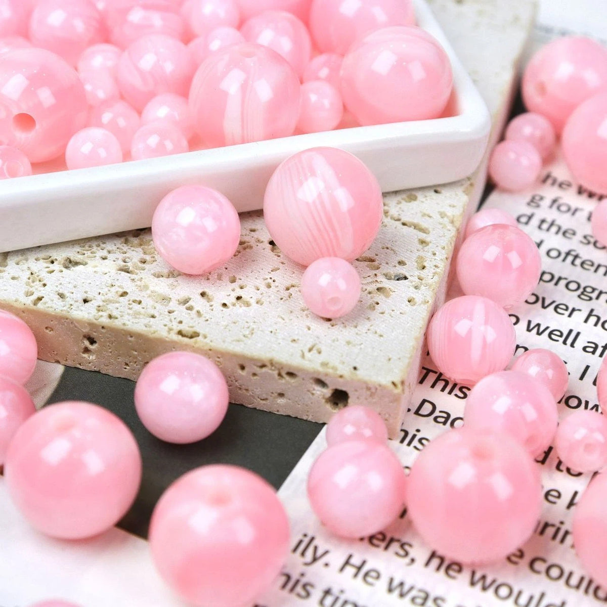 Monet Style Round Resin Beads 10mm with 2.1mm Hole 100pcs 11
