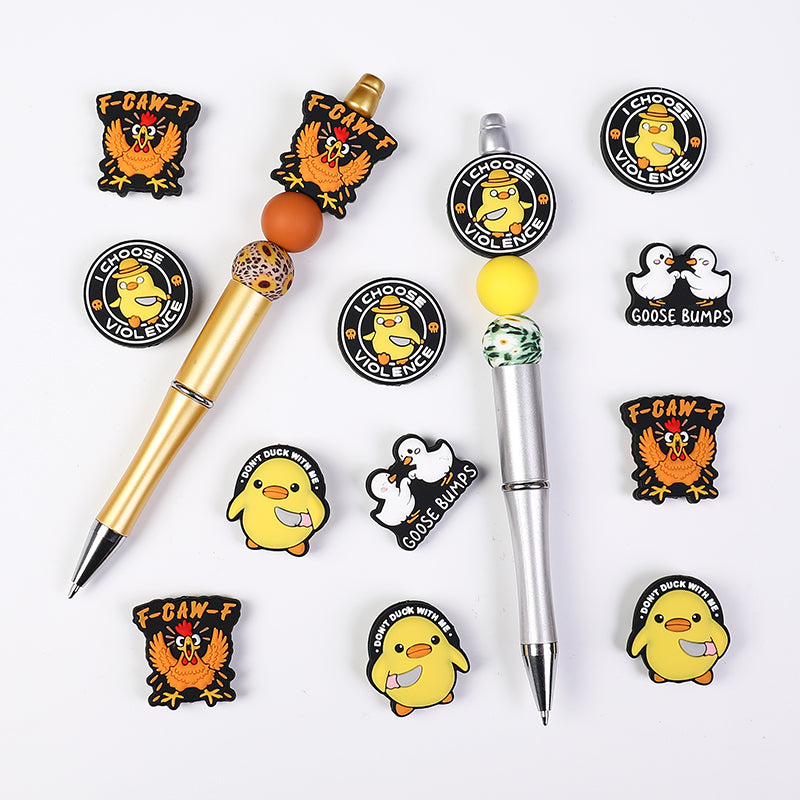 Cute Alphabet Chick Duck Silicone Focal Beads 20pcs 7
