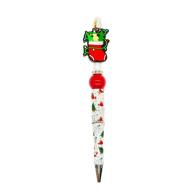 Silicone Focal Beads Christmas Stocking Wrapped with Colorful Lights 20pcs 3