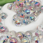 20mm Independence Day Printed Bubblegum Acrylic Beads 50pcs 3