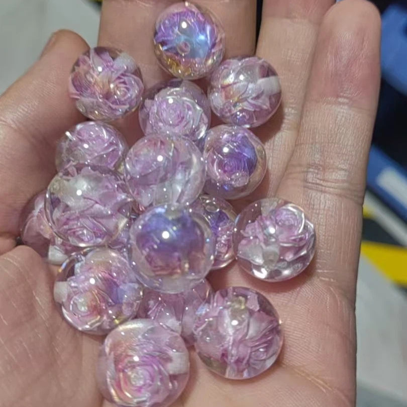 Twilight Rose Resin Beads 16mm Round Mixed Colors 20pcs 11