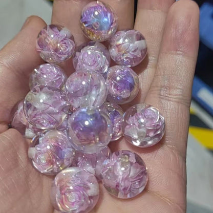 Twilight Rose Resin Beads 16mm Round Mixed Colors 20pcs 11