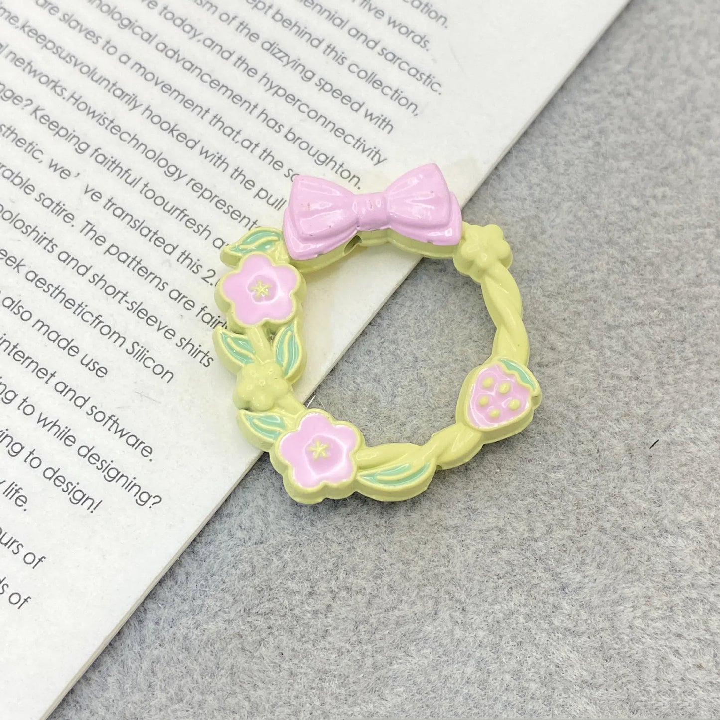 Bow Wreath Metal Beads 31mm Painted Enamel Alloy 10pcs 10