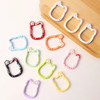 Painted Kitty Keychain Metal Zinc Alloy Floral Design 6pcs