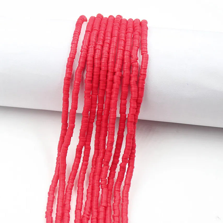 Flat Clay Beads 4mm Solid Color Polymer Disc 10strands 47