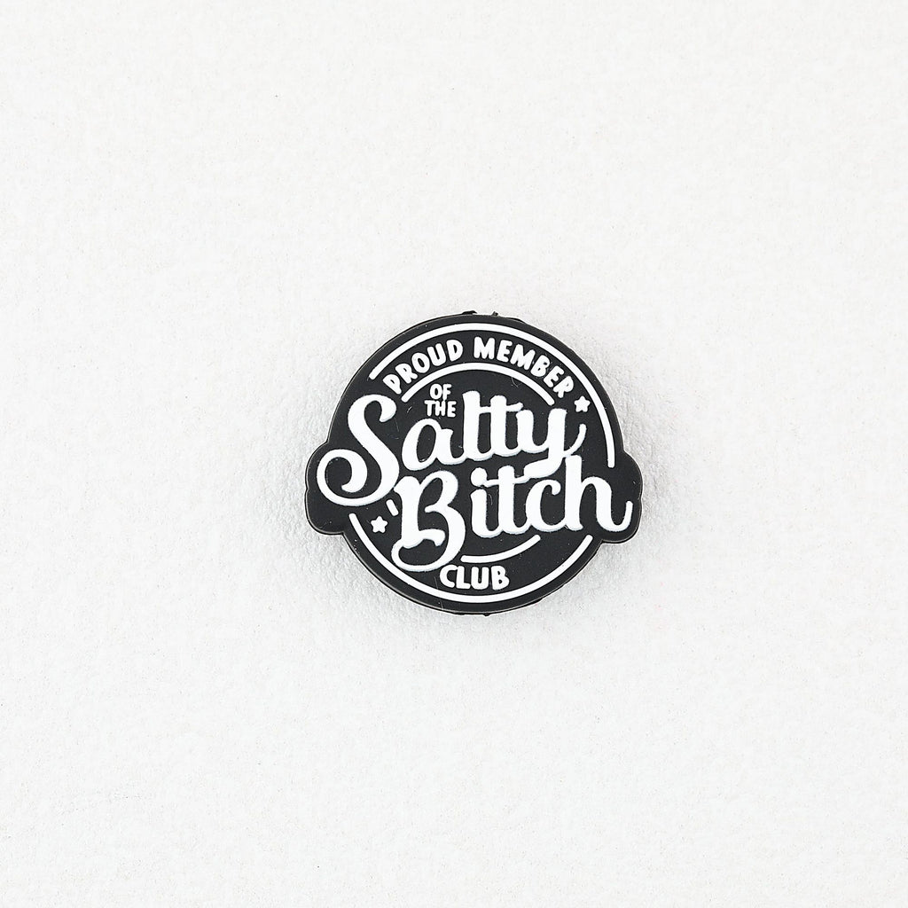 Black Silicone Focal Beads Salty Bitch Design 20pcs