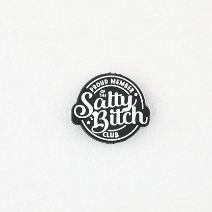 Black Silicone Focal Beads Salty Bitch Design 20pcs