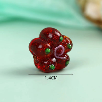 Lampwork Glass Beads Five Petal Flower 14mm Vintage Foil Filled 10pcs 3
