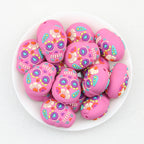 Silicone 3D Focal Beads Floral Skull Pink 20 pcs 2