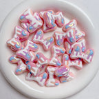 Hand-Painted Bow Heart Acrylic Beads 21×29mm Glossy Pastel 5pcs 6