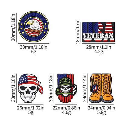 Silicone Focal Beads USA Veterans USA Skeleton Flag Front View 20Pcs 9