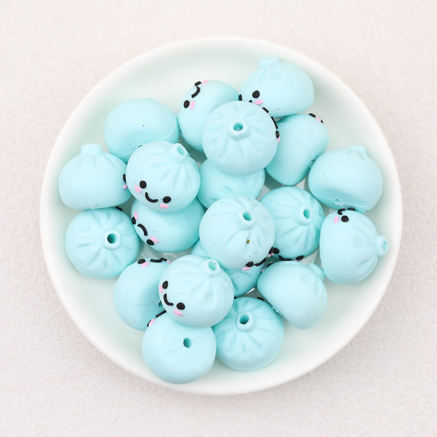3D Cute Glitter Steamed Stuffed Bun Silicone Focal Beads 20pcs 6